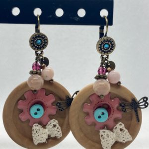 Boucles d’oreilles opale rose et pierre de soleil