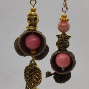 Boucles d’oreilles quartz rose et rhodochrosite