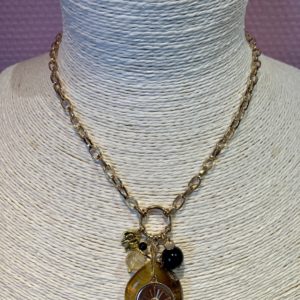 Collier avec ambre, citrine et tournaline