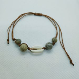 Bracelet tissage marron corail fossilisé