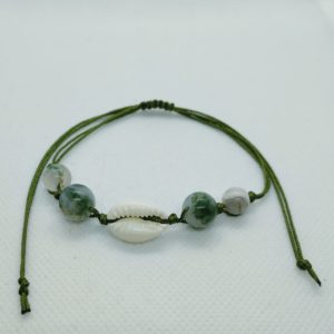Bracelet tissage kaki agate mousse
