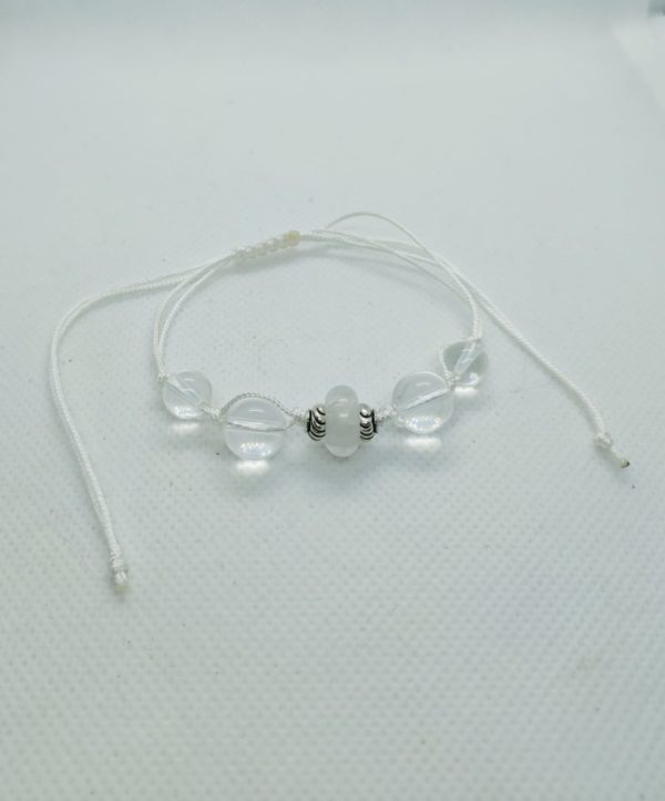 Bracelet tissage blanc cristal de roche