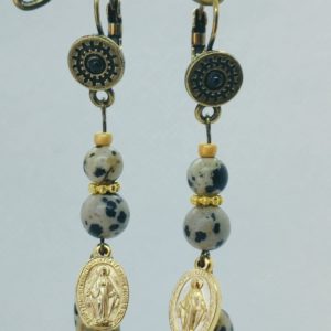 Boucles d’oreilles jaspe dalmatienne