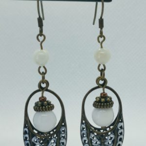 Boucles d’oreilles jade blanc