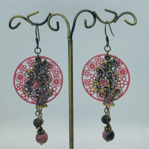 Boucle d’oreille rhodonite