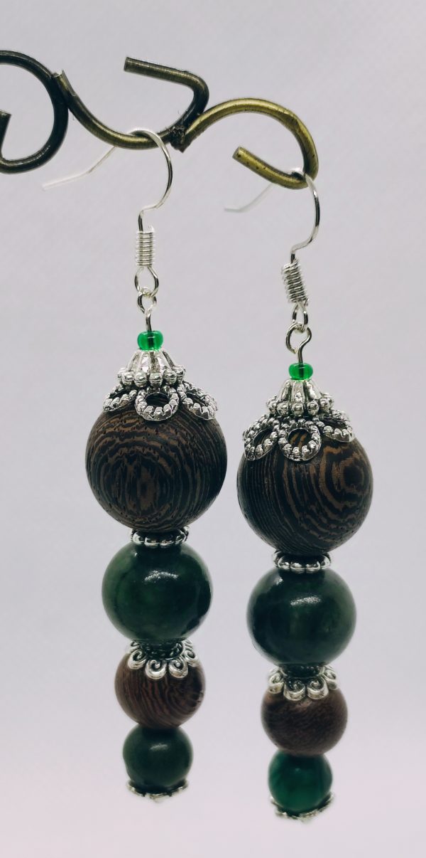Boucle d’oreille Agate mousse et Jade d’afrique