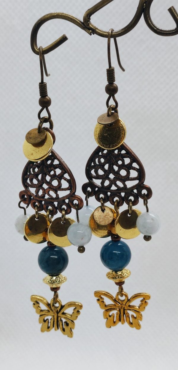 Boucle d’oreille Aigue marine et Apatite
