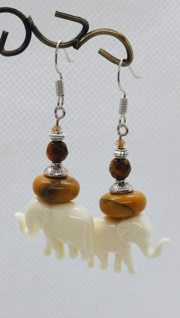 Boucle d’oreille avec Œil de Tigre et Mokaïte