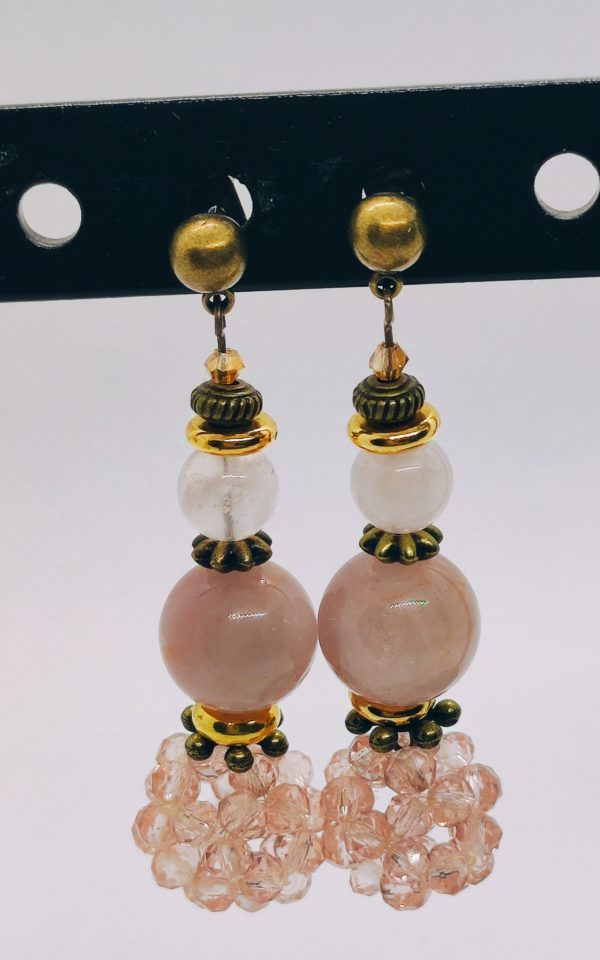 Boucle d’oreille avec Quartz Rose