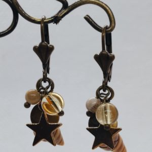 Boucle d’oreille Jaspe chrysanthème et Citrine