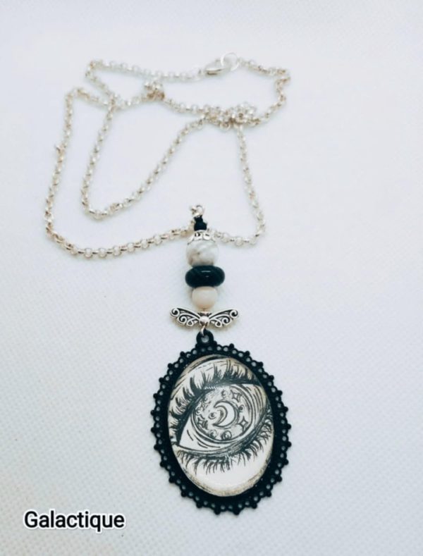 Collier Galactique avec onyx noir et Howlite