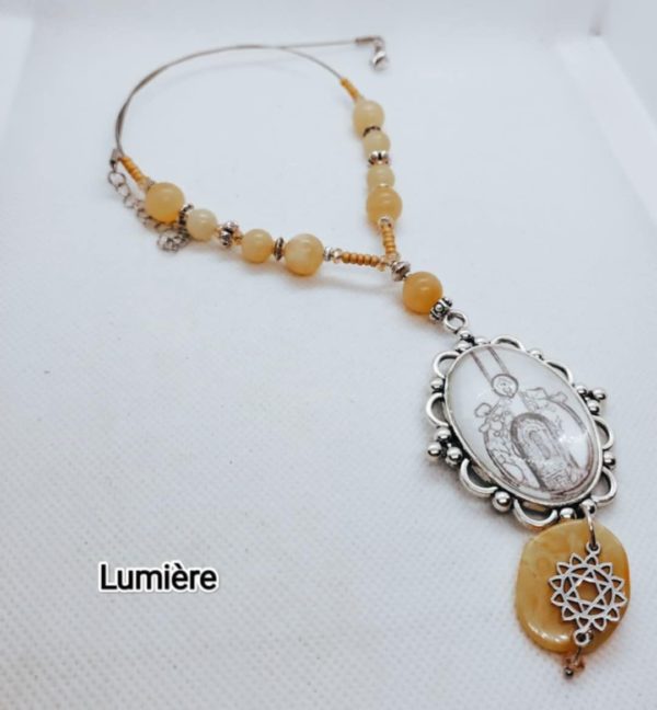 Collier Lumière avec calcite jaune et ambre