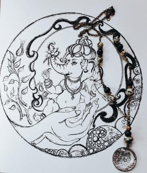 Collier le renouveau Jaspe dalmatien et Œil de faucon – Image 3