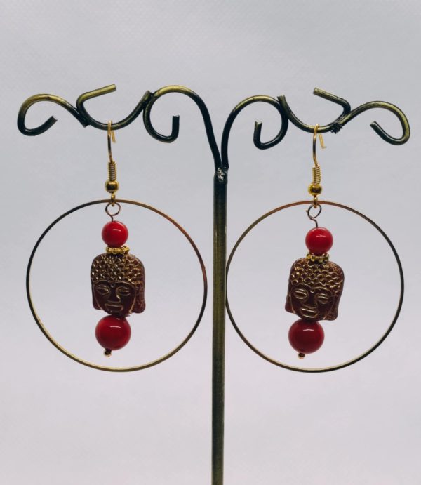 Boucle d’oreille corail rouge